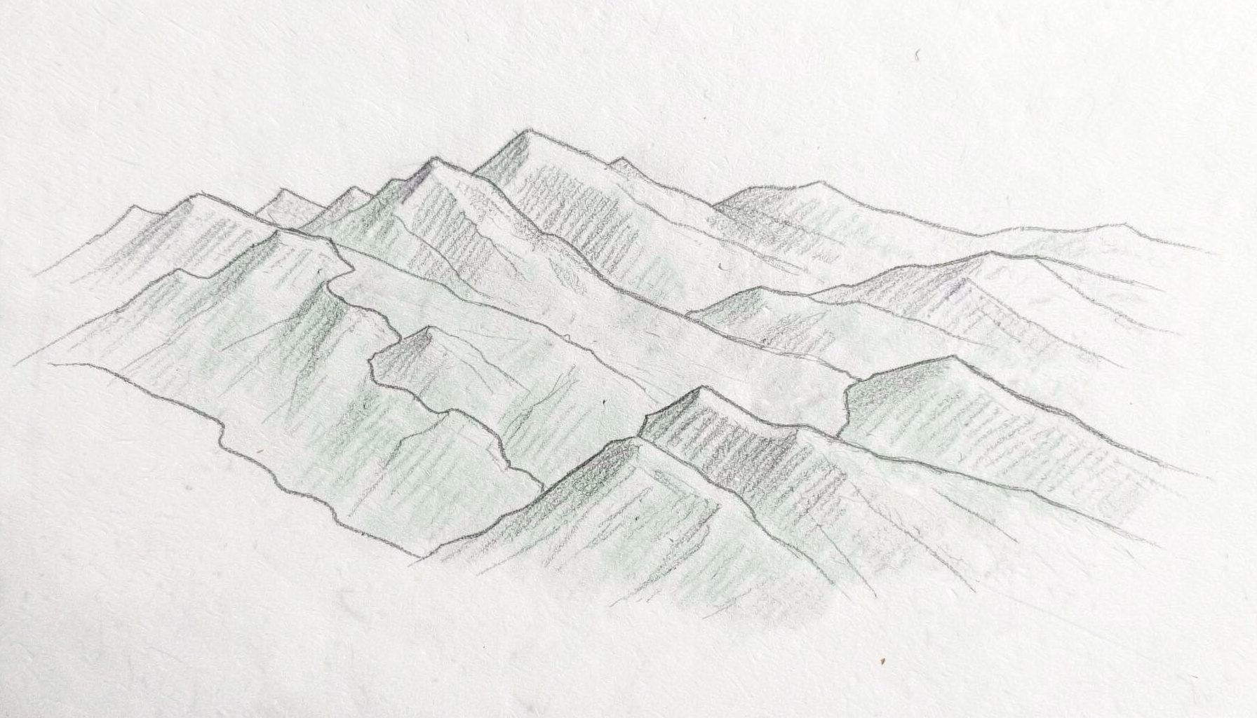 Stylized pencil sketch of a regional map showing Descanso within the surrounding mountain area in soft charcoal and sage